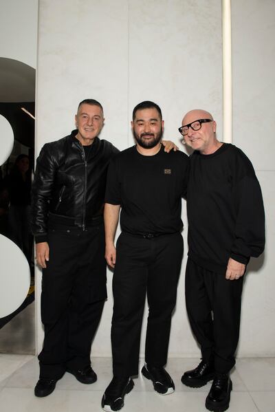 From left, Stefano Gabbana, Tomo Koizumi and Dominico Dolce