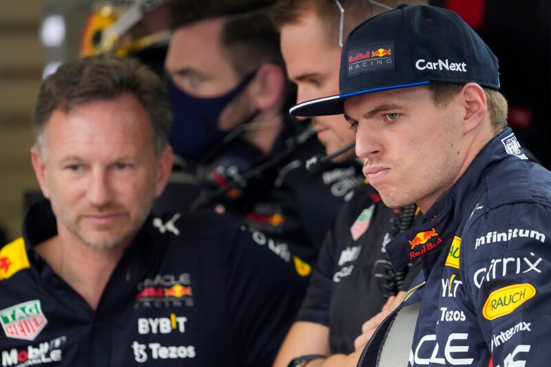 Red Bull driver Max Verstappen, right, and principal Christian Horner before qualifying in Melbourne on Saturday. AP