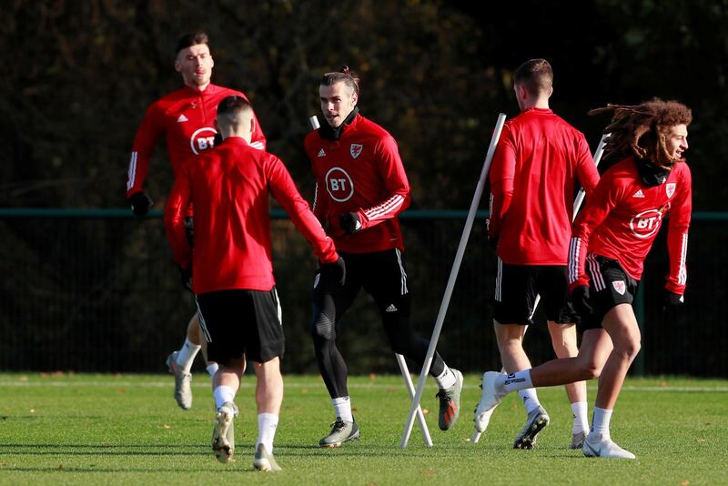 Gareth Bale and team mates during training. Reuters