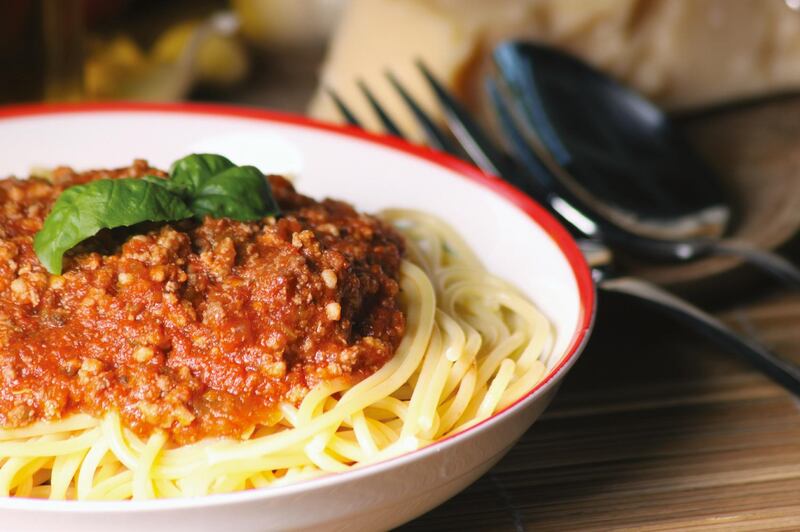 Spaghetti pasta with tomato meat sauce (bolognese) (iStockphoto.com)