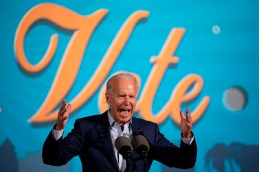 Democratic presidential nominee Joe Biden delivers remarks during a Drive-In event in Tampa, Florida, on October 29, 2020. Photo: AFP / JIM WATSON
