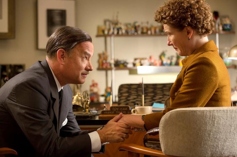 Tom Hanks as Walt Disney, left, and Emma Thompson as the author of Mary Poppins, PL Travers in a scene from Saving Mr. Banks. AP Photo / Disney, François Duhamel 