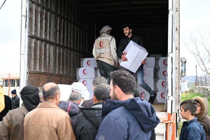 Emirates Red Crescent teams are distributing 5,000 Ramadan food baskets to Syrian families. Wam