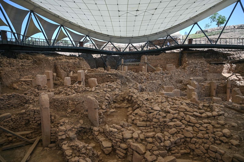 Artefacts are shielded by a roof at Gobekli Tepe. 