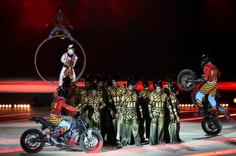 Cirque du Soleil perform on the Saudi National Day celebrations at the King Fahd International Stadium in Riyadh, Saudi Arabia. Reuters