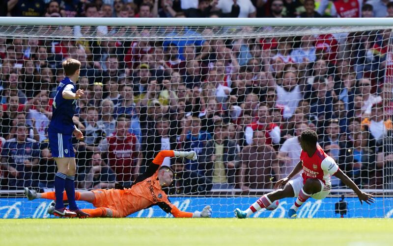 Arsenal's Eddie Nketiah scores the second goal. PA