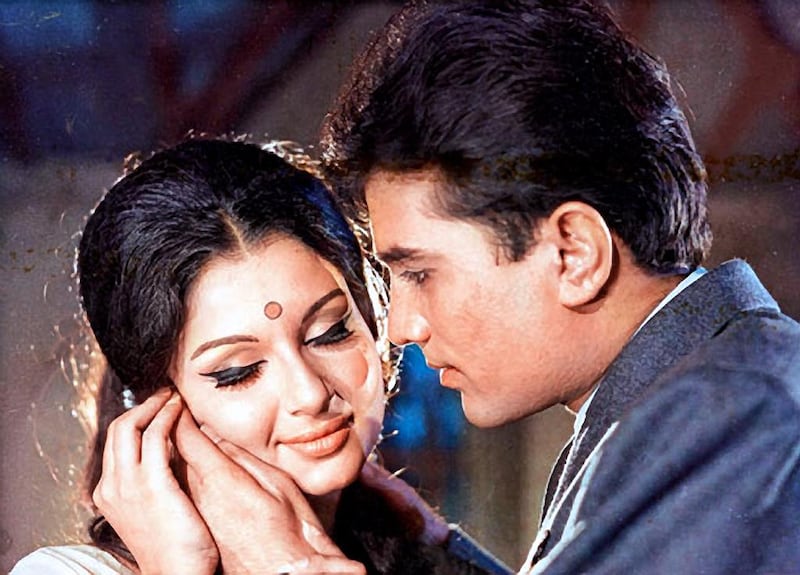 Sharmila Tagore and Rajesh Khanna in their first megahit, 1969’s Aradhana. Courtesy Shakti Films