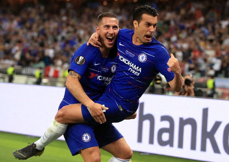 Chelsea's Pedro celebrates scoring his side's second goal of the game with Hazard. PA Sport