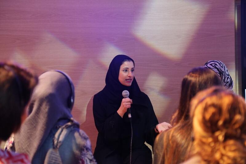 Sarah Amiri, head of the of the Emirates Mars Mission Science Team, speaks of the increasing and leading roles of Emirati women in science and technology sector at the Global Women's Forum. Courtesy Mohammed bin Rashid Space Centre