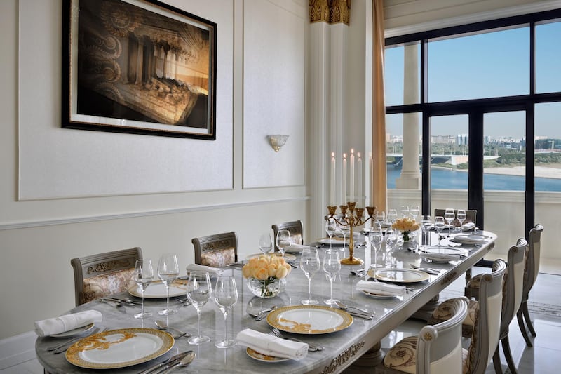 Imperial Suite dining area. Courtesy Palazzo Versace.