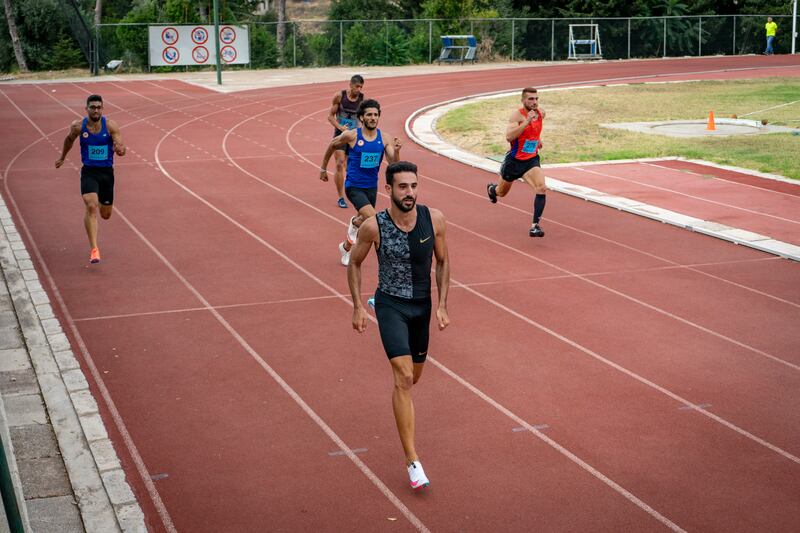 Nour Hadid breaks away from the field in a 200m race at Collège Notre Dame de Jamhour, Beirut.