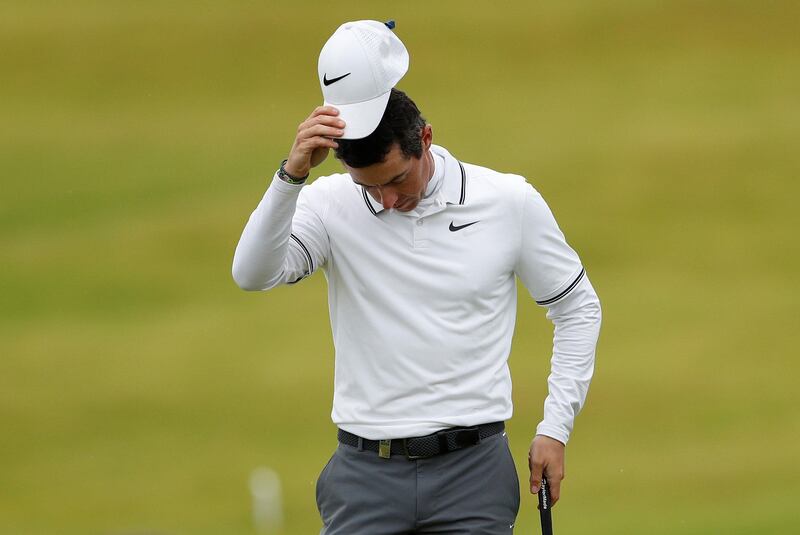 Golf - European Tour - Aberdeen Asset Management Scottish Open - Ayrshire, Britain - July 14, 2017   Northern Ireland's Rory McIlroy looks dejected on the 18th hole during the second round   Action Images via Reuters/Lee Smith