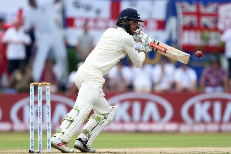 Ben Foakes plays a shot during the second day of the opening Test match between Sri Lanka and England at Galle. AFP