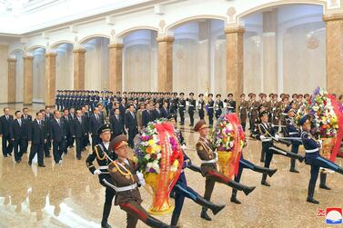 North Korea held muted celebrations for the 108th birth anniversary of President Kim Il-sung on Wednesday. EPA 