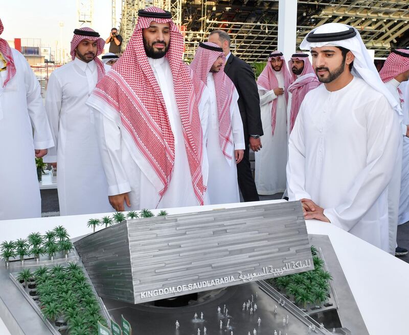 Dubai Crown Prince Hamdan bin Mohammed and Saudi Crown Prince Mohammed bin Salman visit Expo2020 Dubai on the second day of his visit to the UAE. Wam