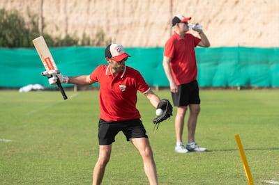 Desert Vipers coach James Foster leads a training session. Antonie Robertson / The National
