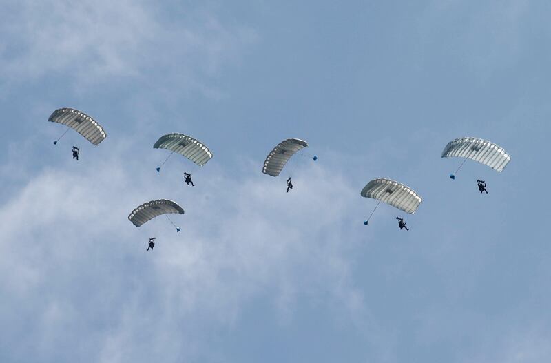 US Marines take part in parachute drops during their joint exercise with Japan Ground Self Defense Force in Hokkaido, Japan. Toru Hanai / Reuters