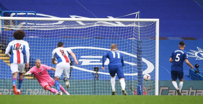 Jorginho scores Chelsea's fourth goal from the penalty spot. Reuters