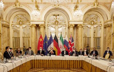 A meeting of the joint commission on negotiations to revive the Iran nuclear deal in Vienna, Austria, on December 9. EU delegation in Vienna/ AFP