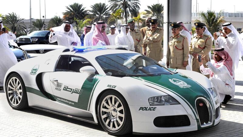Dubai Police have the fastest street-legal car in emerging countries, with the Bugatti Veyron, which reaches 407kph. EPA