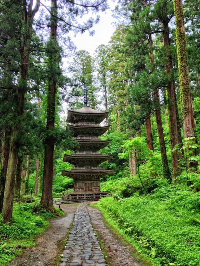 The sacred pagoda of Mount Haguro on the Basho Trail. Sarah Madden