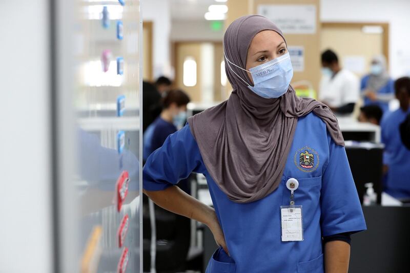 Senior nurse Jessica Rappu during a visit to the SEHA field hospital for Covid-19 patients in Ajman on April 25th, 2021. Chris Whiteoak / The National. 
Reporter: Kelly Clarke for News