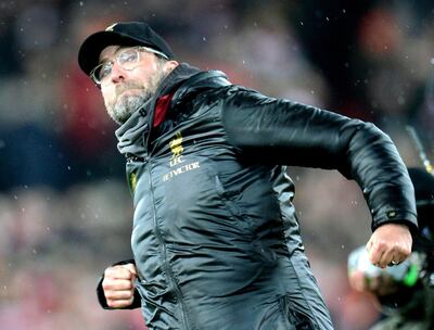 epa07236088 Liverpool's head coach Juergen Klopp reacts after the English Premier League soccer match between Liverpool FC and Manchester United FC at Anfield in Liverpool, Britain, 16 December 2018.  EPA/PETER POWELL EDITORIAL USE ONLY. No use with unauthorized audio, video, data, fixture lists, club/league logos or 'live' services. Online in-match use limited to 120 images, no video emulation. No use in betting, games or single club/league/player publications.
