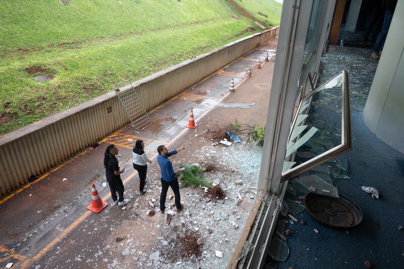 Damage to the Brazilian National Congress caused by the riot. Getty