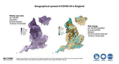 Geographical spread of Covid-19 in England. Prime Minister's Office