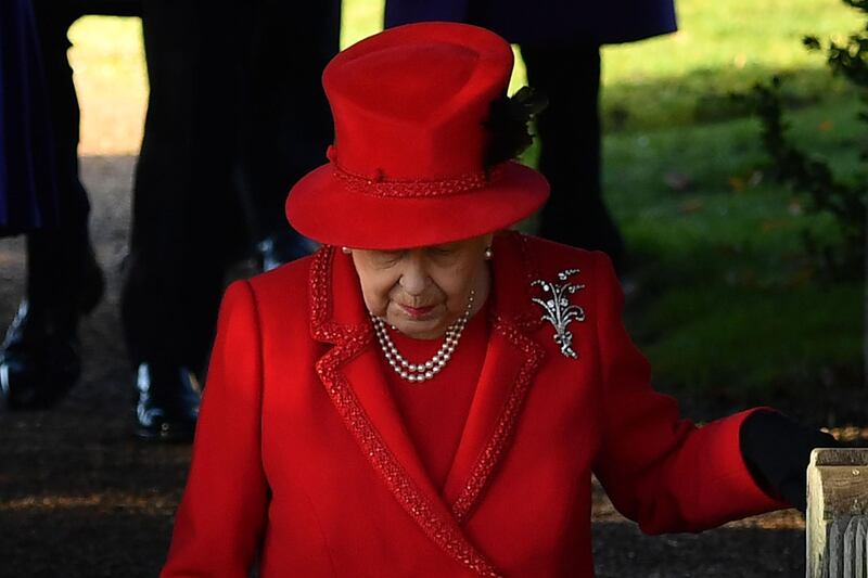 Britain's Queen Elizabeth II leaves after the Royal Family's traditional Christmas Day service at St Mary Magdalene Church in Sandringham, Norfolk. AFP