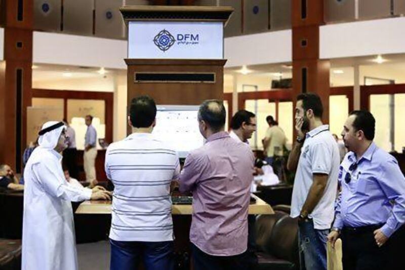 The Dubai Financial Market General Index jumped 8.5 per cent, the most since December 14 2009, to close at 2,522.15 yesterday. Sarah Dea / The National