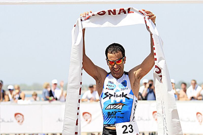 Eneko Llanos celebrates his victory.