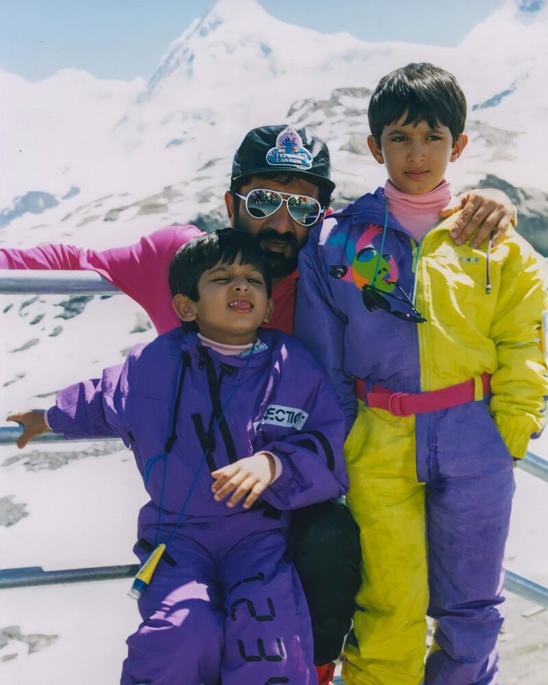 The family enjoying the trip to the Swiss Alps.