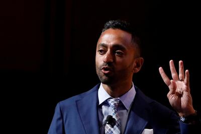 FILE PHOTO: Chamath Palihapitiya, founder and CEO of Social Capital, speaks during the Sohn Investment Conference in New York City, U.S., May 8, 2017. REUTERS/Brendan McDermid/File Photo
