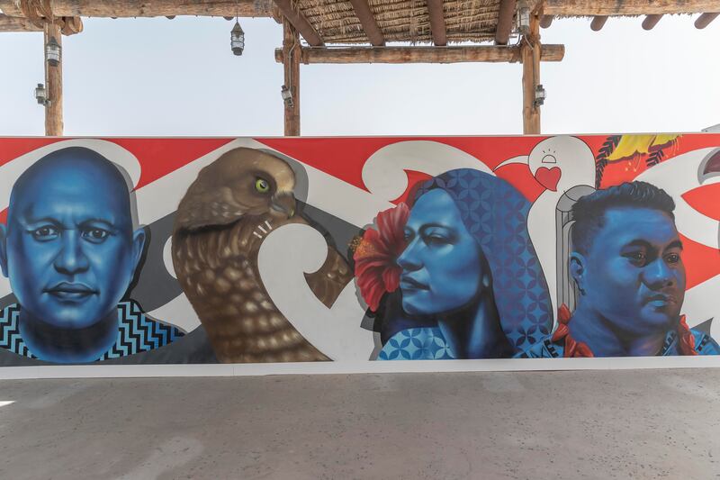 In collaboration with the New Zealand Pavilion at Expo 2020 Dubai, a 20-metre mural is being displayed to the public at Al Seef, before being shipped back to New Zealand. The mural was completed between January 27 and 31 at Expo2020’s Al Forsan Park.