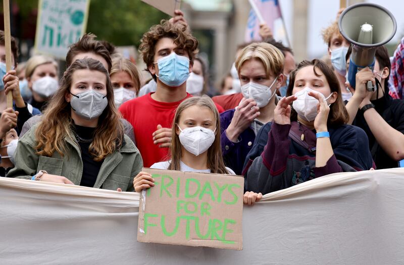 Swedish environmental activist and Fridays for Future founder Greta Thunberg attends a protest in Berlin, Germany. Reuters