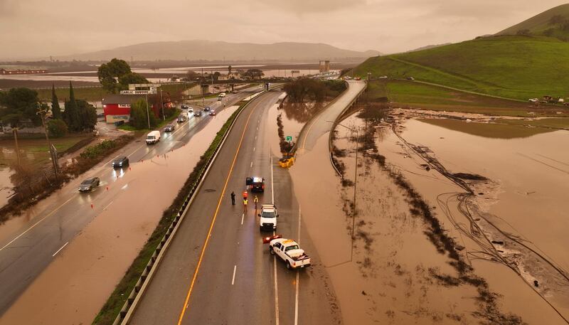 The 101 is shut because of flooding in Gilroy, which is the garlic capital of the world. AFP