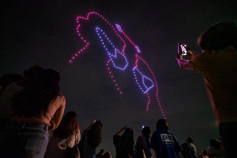 Hundreds of drones lit up the night sky in Seoul as the world battles the coronavirus pandemic. AFP