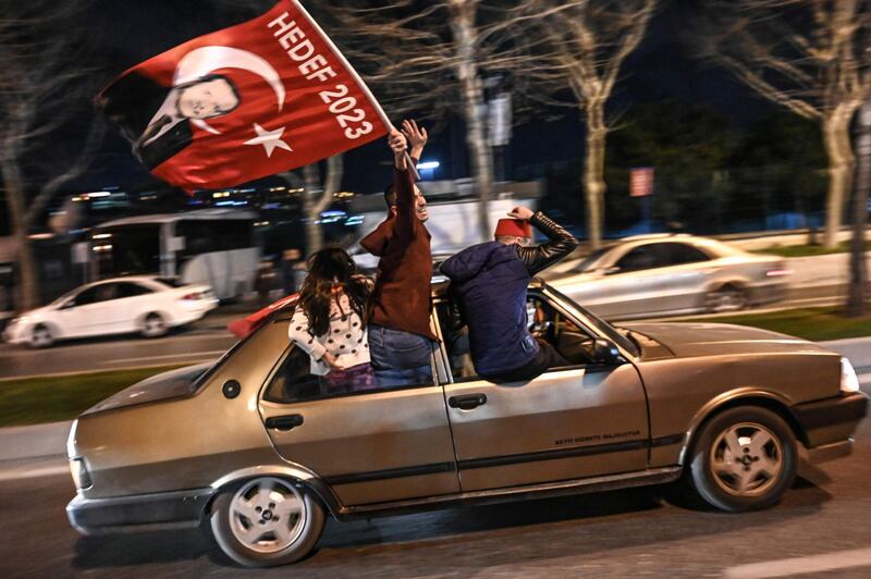 Supporters of the AKP celebrate on the streets of Istanbul. AFP