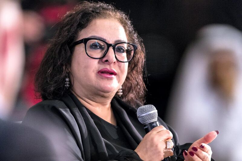 Dubai, United Arab Emirates, September 19, 2017:    Nariman Abdulla Kamber Alawadhi, chief manager at the Central Bank of the UAE speaks during a panel discussion about boosting financial literacy confidence among youth hosted by the Emirates Foundation at The Address Hotel in the Dubai Marina area of Dubai on September 19, 2017. Christopher Pike / The National

Reporter: Alice Haine
Section: News