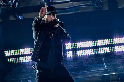 Eminem, who turns 50 in 2022, is seen performing at the 92nd Oscars at the Dolby Theatre in Hollywood, California. AFP