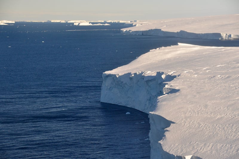 The melting Thwaites glacier in Antarctica. British Antarctic Survey via AP
