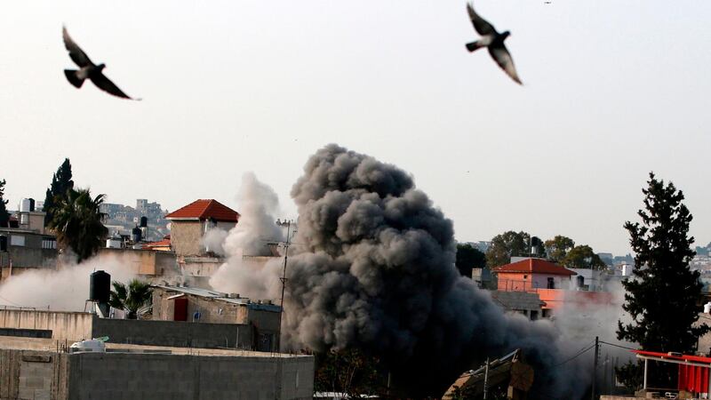 Israeli forces blow up the family house of Palestinian assailant Omar Abu Laila, in Az-Zawiya village, in the Israeli-occupied West Bank. AFP