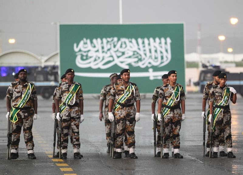 Troops from Saudi Arabia will take part in the region’s biggest ever joint military exercises involving 20 members of the anti-terror coalition announced by Riyadh in December 2015. Ali Hassan / EPA / October 9, 2013