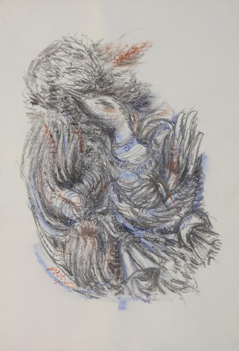Study, 2015, Charcoal and Pastel on Paper, 75 x 52 cm -- Handouts from the Elias Zayat show at Green Art Gallery in Dubai, Sept. 2015. A&L story by Myrna Ayad.
CREDIT: Courtesy Green Art Gallery *** Local Caption ***  IMG_7864.jpg