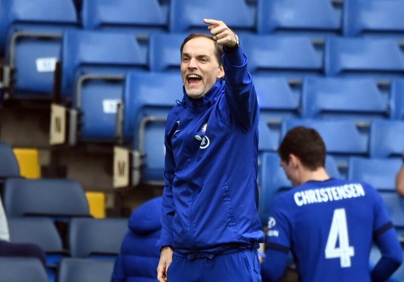 Chelsea manager Thomas Tuchel issues instructions during the FA Cup quarter-finals. Reuters