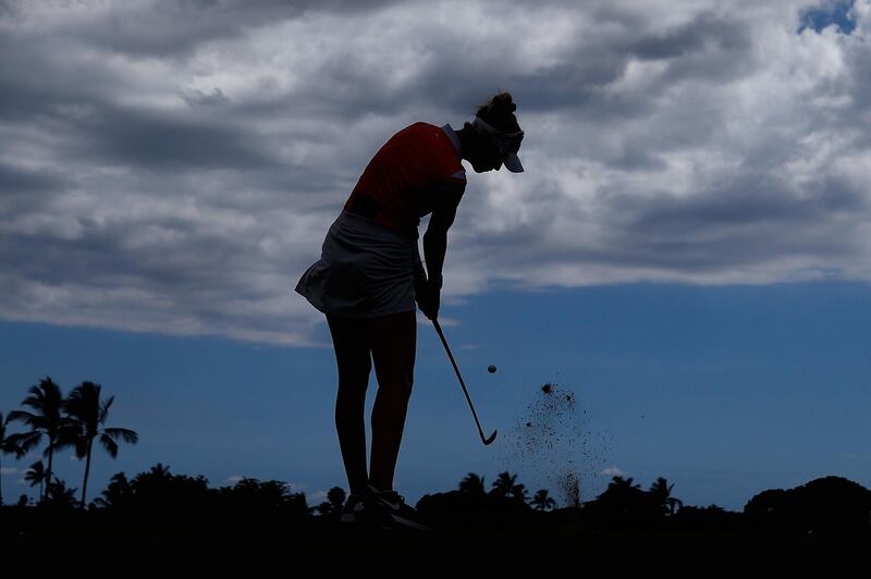 US golfer Nelly Korda tees-off on the 12th hole during Round 3 of the LPGA LOTTE Championship at Kapolei Golf Club in Hawaii on Friday, April 16. AFP