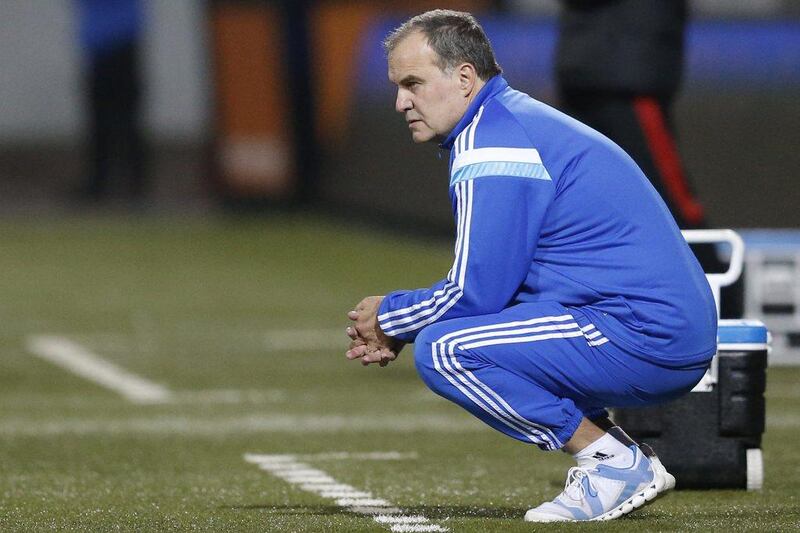 Marseille coach Marcelo Bielsa looks on during his side's 1-1 Ligue 1 draw with Lorient on Tuesday night. Stephane Mahe / Reuters / December 2, 2014  