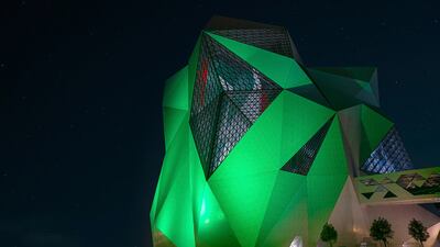 CLYMB Abu Dhabi lights up with the colours of the Kingdom of Saudi Arabia’s flag in celebration of the 90th Saudi National Day. Courtesy Yas Island