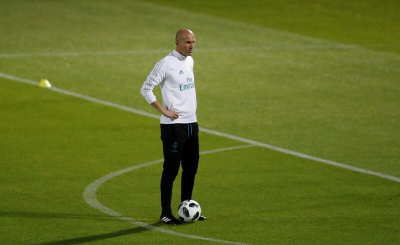 Real Madrid coach Zinedine Zidane during training. Matthew Childs / Reuters